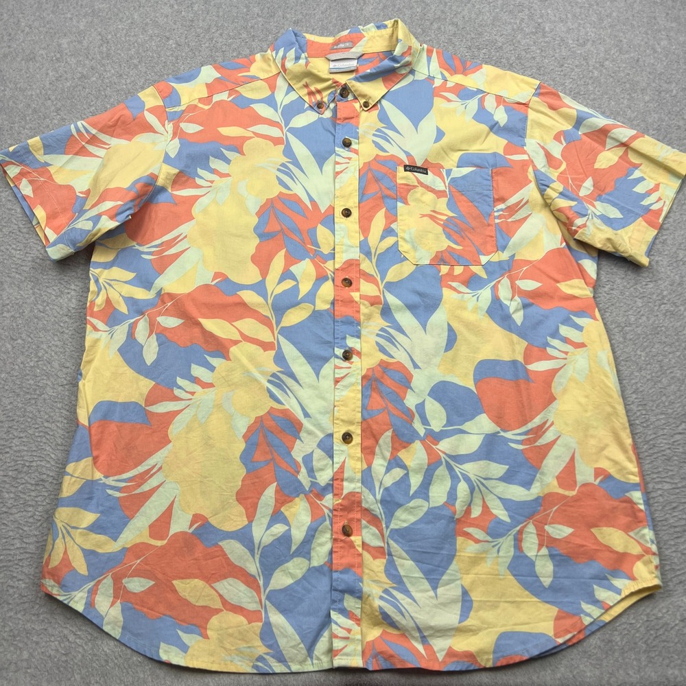 Columbia Rapid Rivers Shirt Mens XL Multi Floral Printed Short Sleeve Button Up